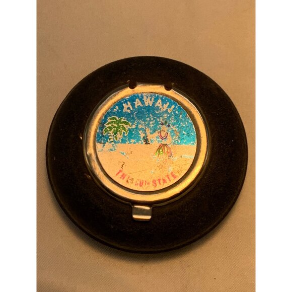 Vtg MCM Ashtray Metal Travel Portable Travel Pocket Souvenir Hawaii 50th State 2 - Picture 1 of 5